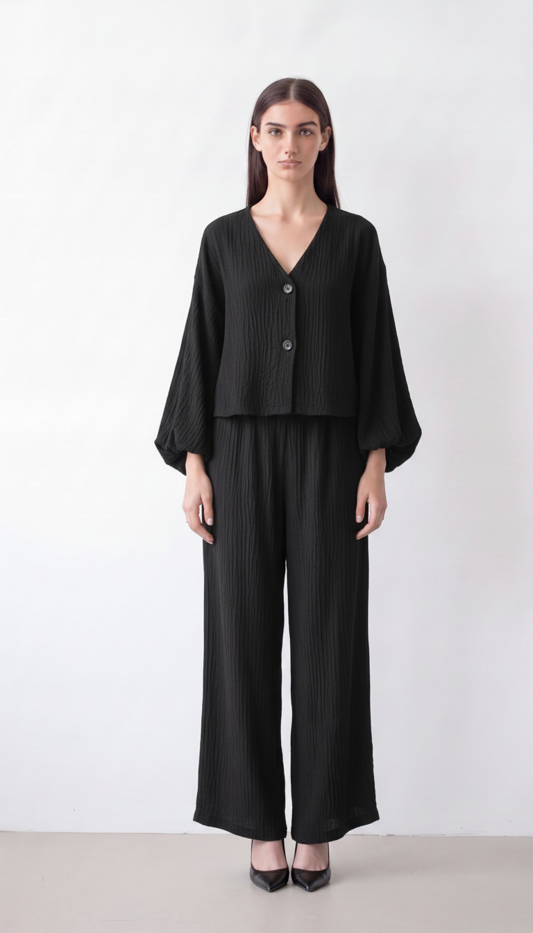 Women's cotton-linen batwing blouse