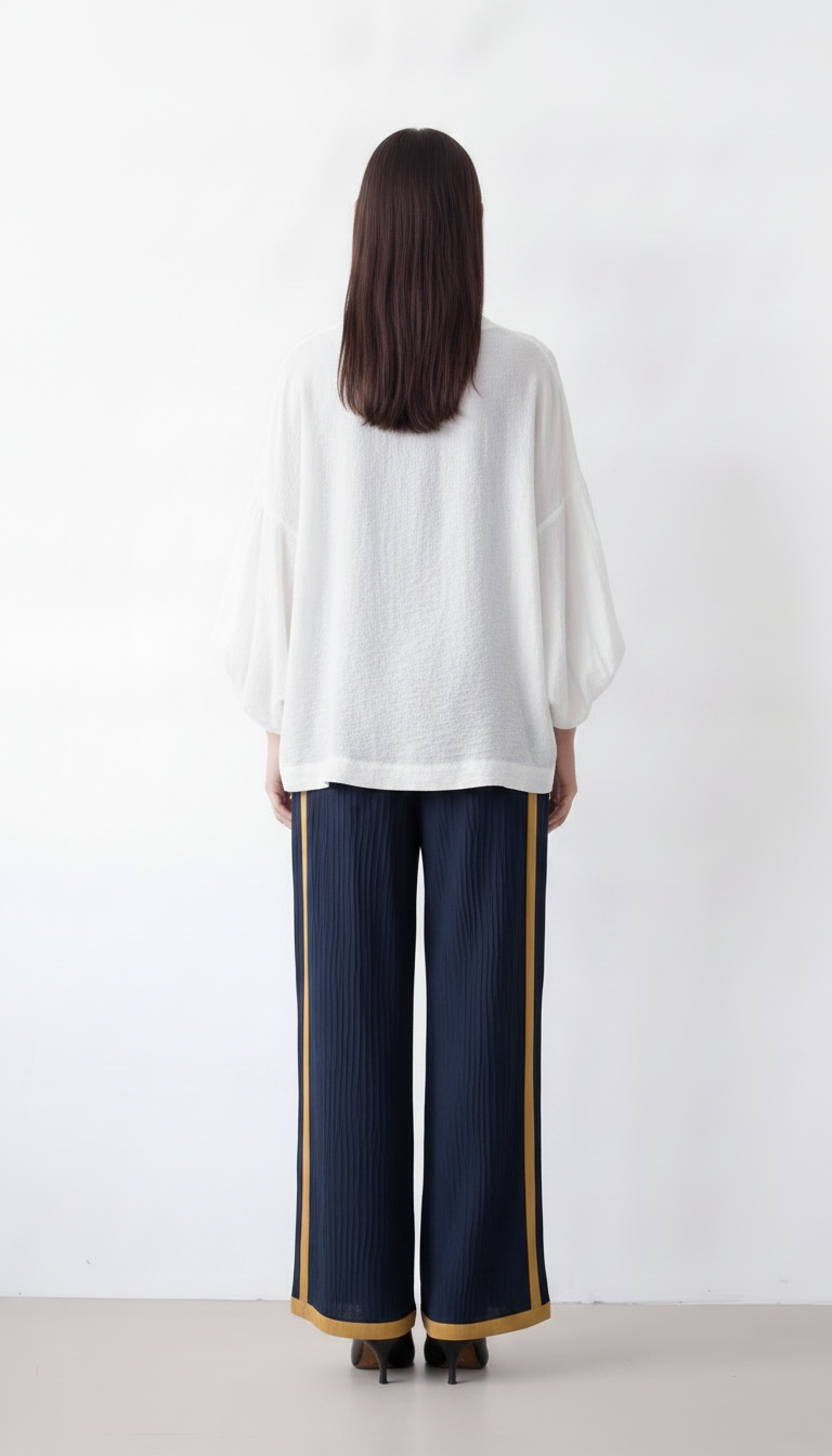 Women's cotton-linen batwing blouse