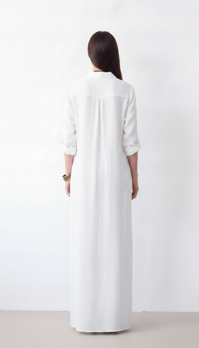 Women's long linen shirt dress