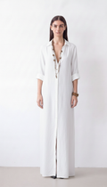 Women's long linen shirt dress