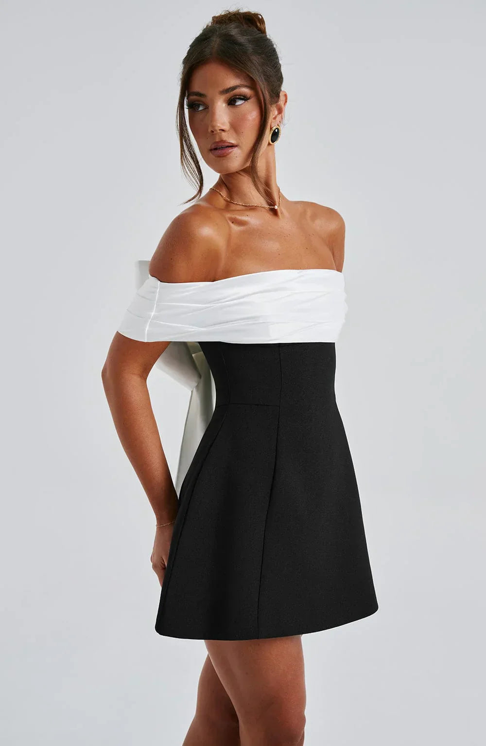 Pearlava | Noir Ruched Cocktail Mini Dress