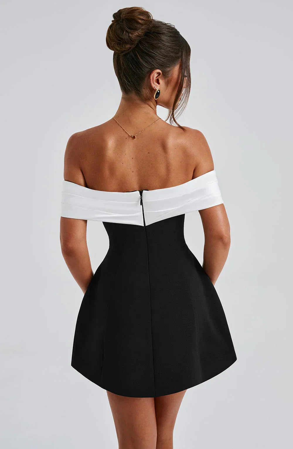 Pearlava | Noir Ruched Cocktail Mini Dress