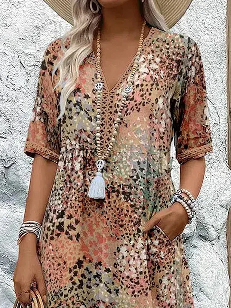 Pearlava women's classic printed midi dress