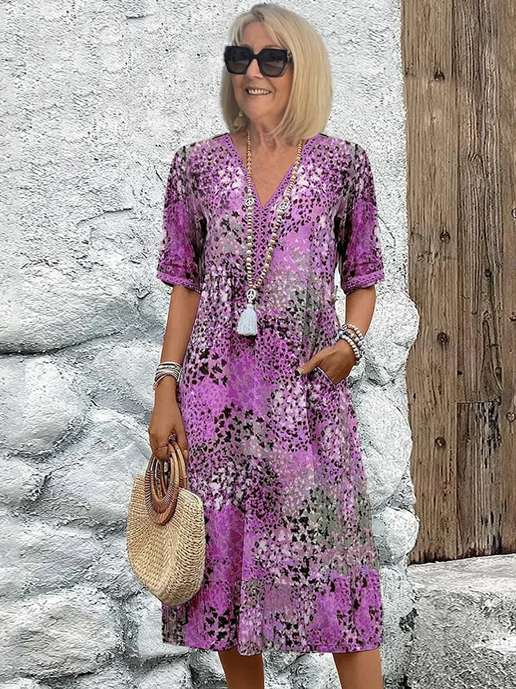 Pearlava women's classic printed midi dress