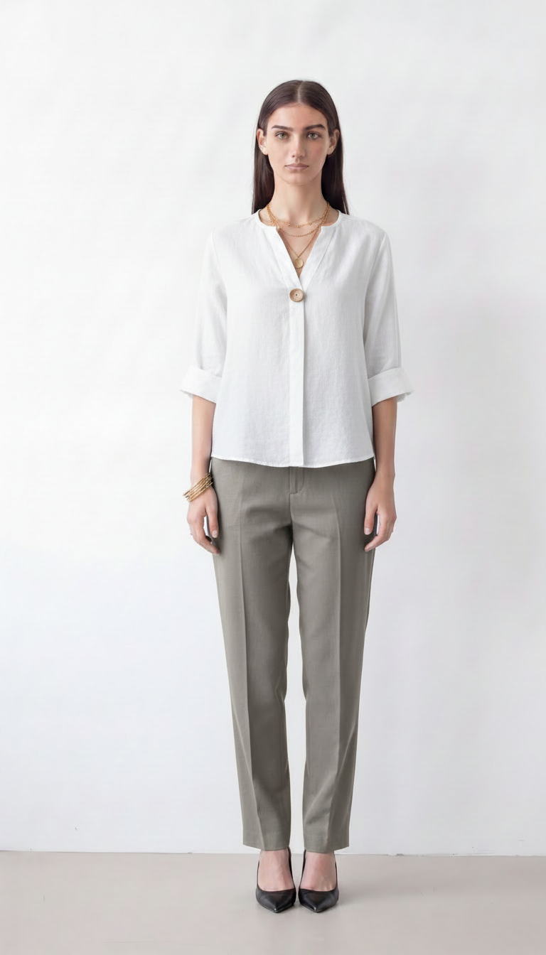 Women's cotton 3/4-sleeve blouse