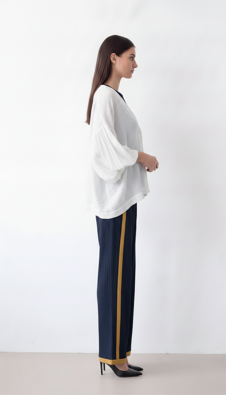 Women's cotton-linen batwing blouse