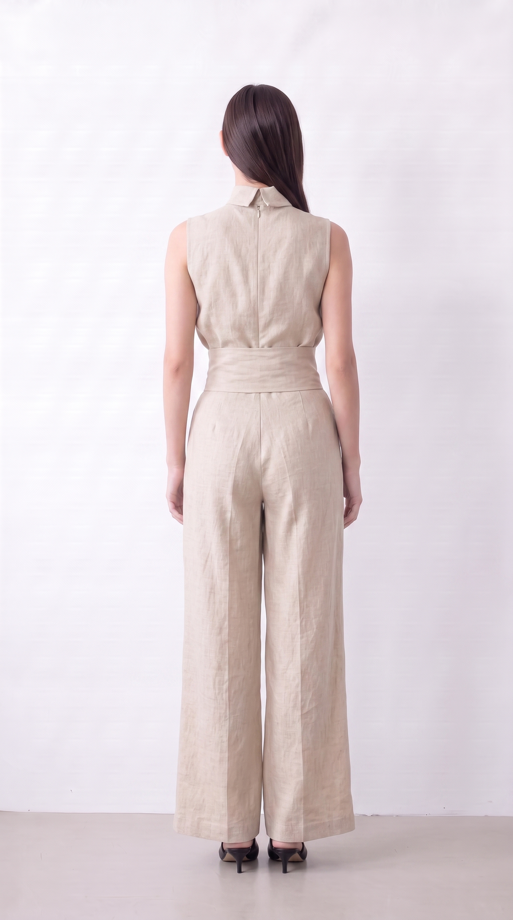 Wide-Leg Trousers Set Women 2-Piece Linen Tank-Top Lightweight Summer