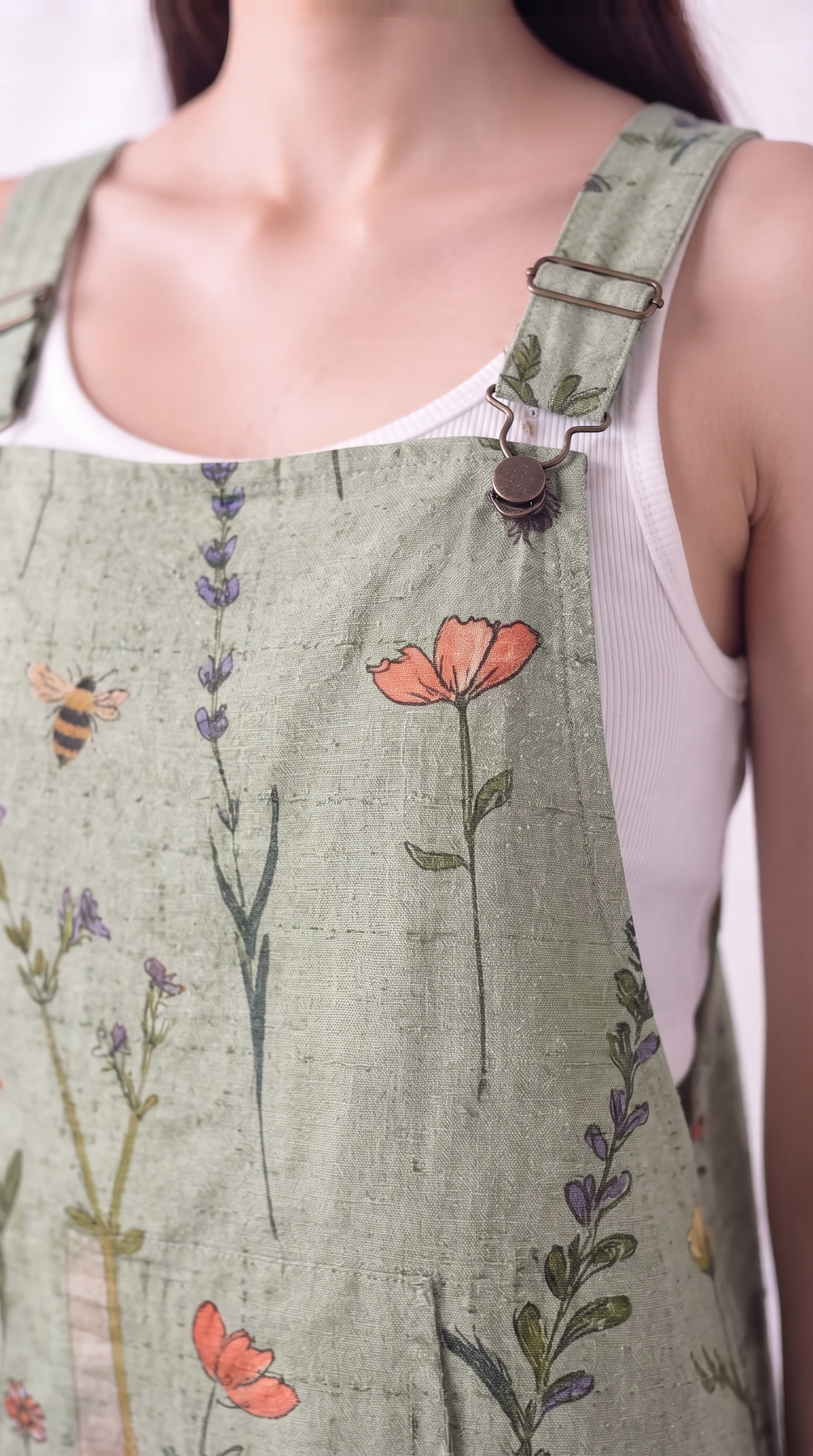 Floral Overalls Women Wide-Leg Adjustable-Strap Jumpsuit Lightweight Summer