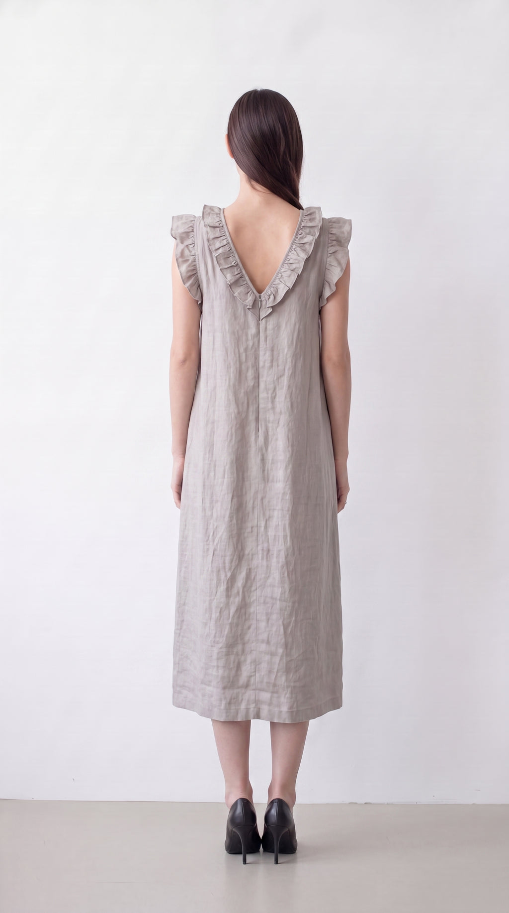 Fließendes Bohème-Kleid für Damen – Leinen-Baumwoll-Mischung