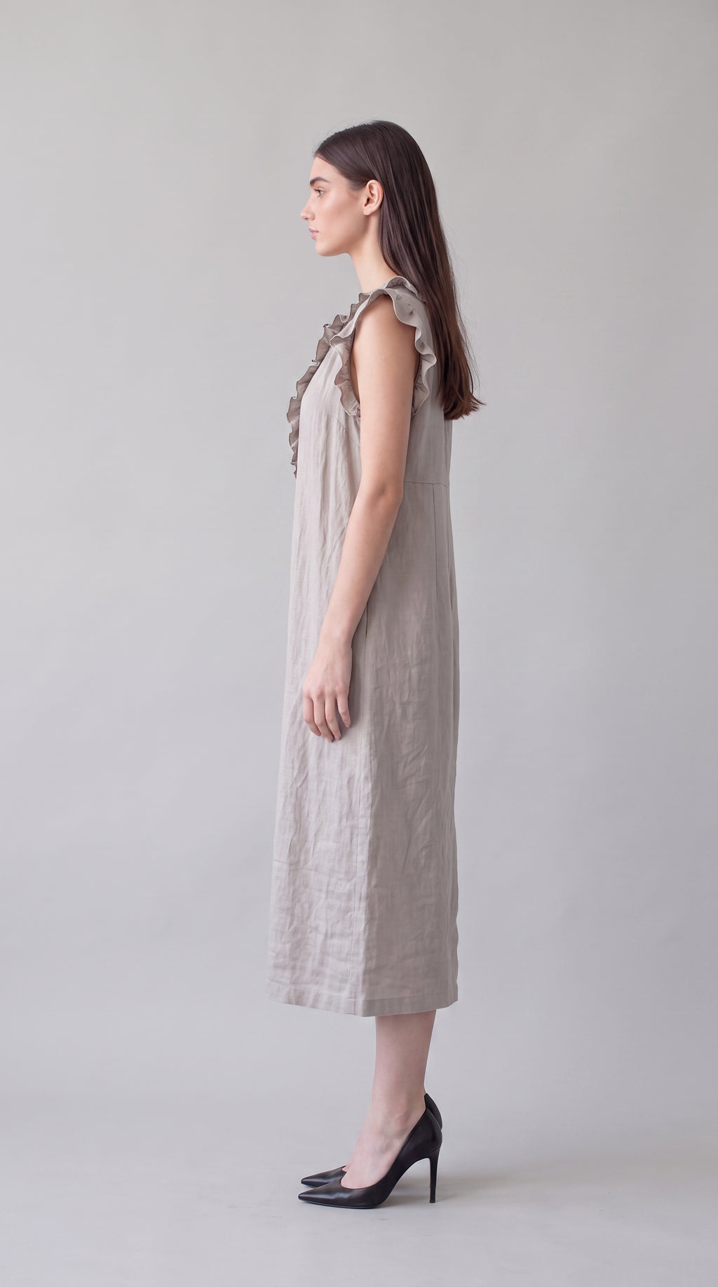 Fließendes Bohème-Kleid für Damen – Leinen-Baumwoll-Mischung