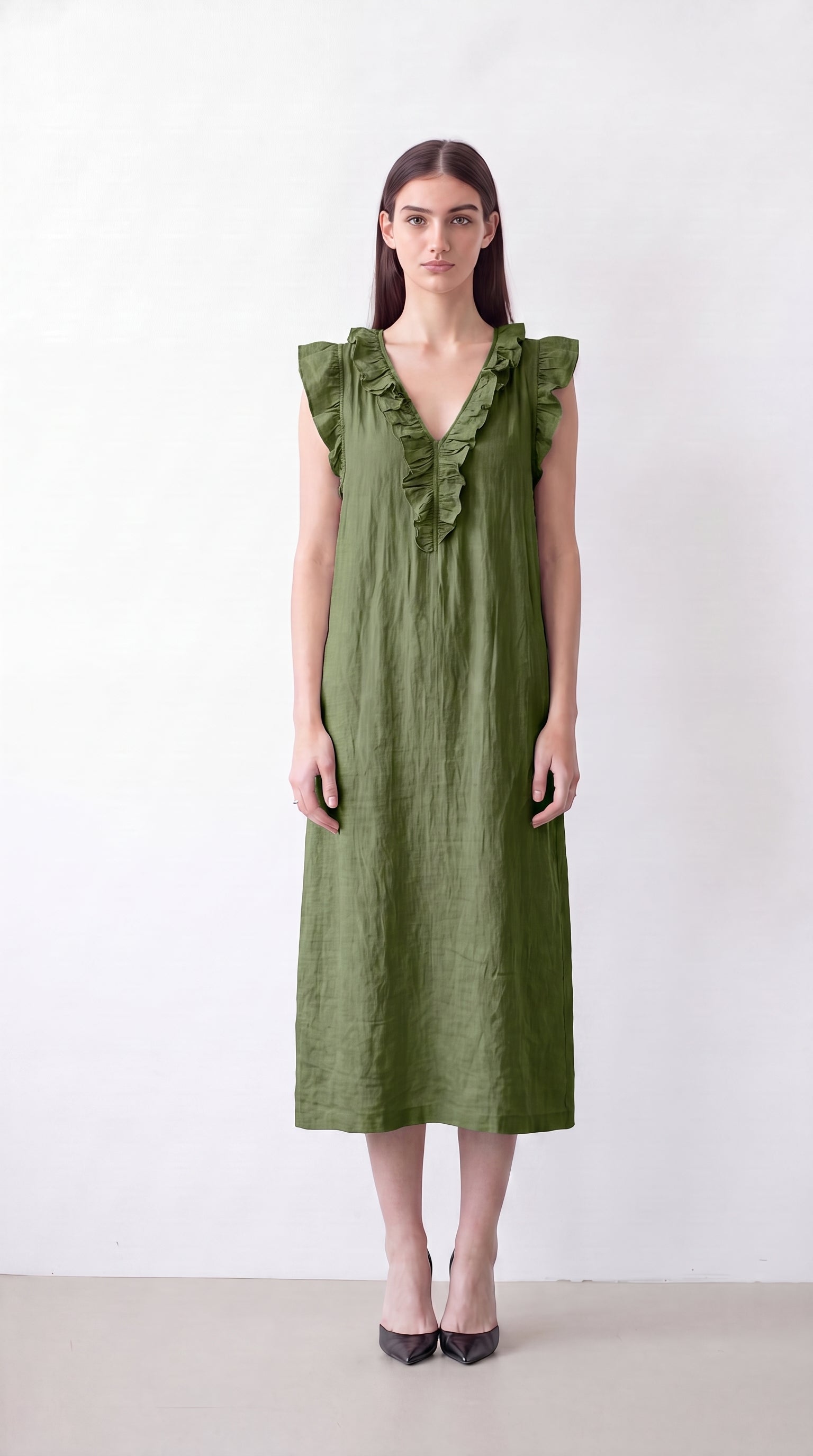 Bohemian Dress Women Linen-Cotton Blend Relaxed Flowy Summer