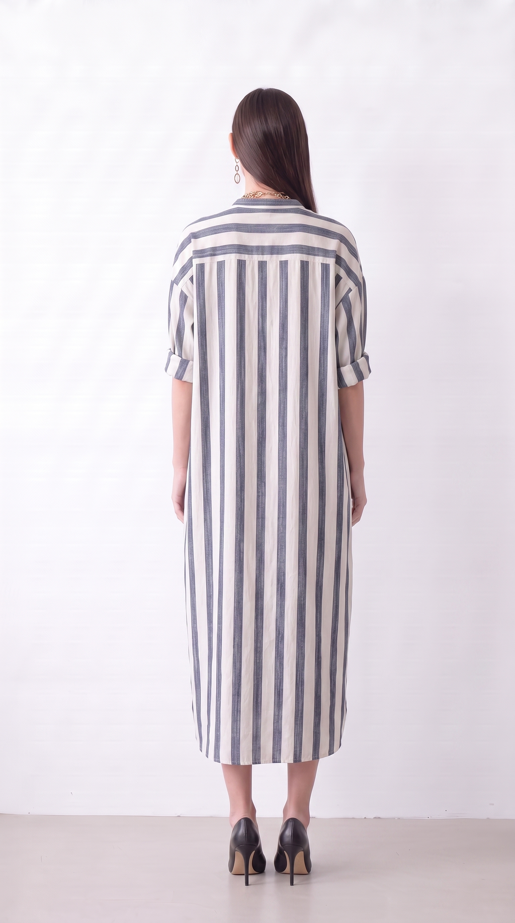 Women's striped linen shirt dress