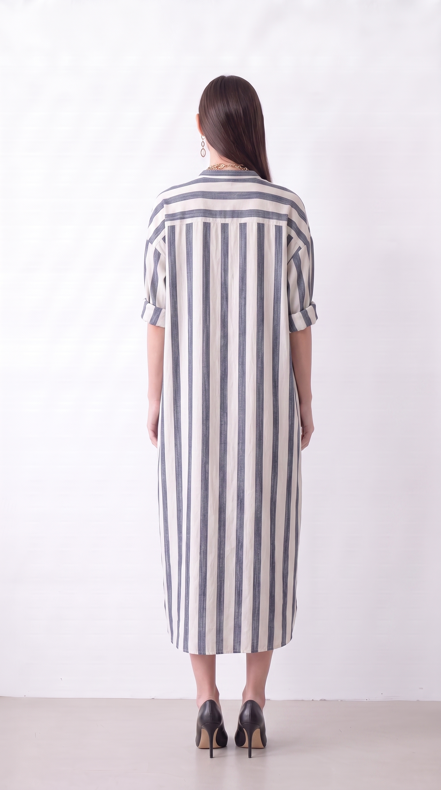 Women's striped linen shirt dress